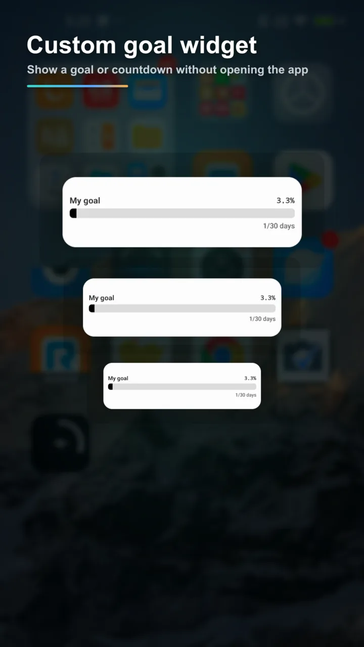 Custom goal countdown progress widget on Android